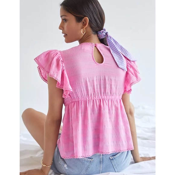 NEW Plenty by Tracy Reese Pink Babydoll Embroidered Blouse - Picture 2 of 14